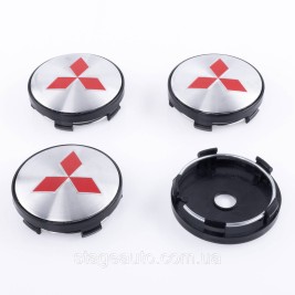 Ковпачки заглушки на литі диски Mitsubishi Mitsubishi 60 мм Сірий + Чорний