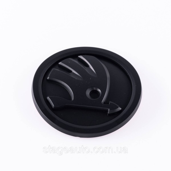Emblem badge on the hood, trunk Skoda Skoda 90mm black matte 32D853621A