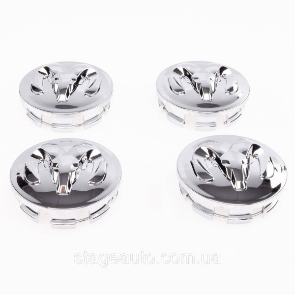 Caps plugs for alloy wheels Dodge 63 mm, 1LB72TRMAA Dodge chrome bull