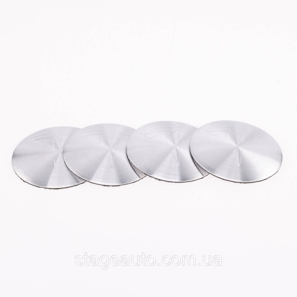 Stickers for caps plugs in TESLA disks Tesla 56 mm Silver 4 pcs