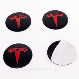 Наклеювання на ковпачки заглушки в диски TESLA Тесла 56 мм Чорні 4 шт