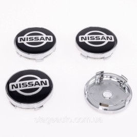 Ковпачки заглушки на литі диски Nissan Ніссан 60 мм Чорні