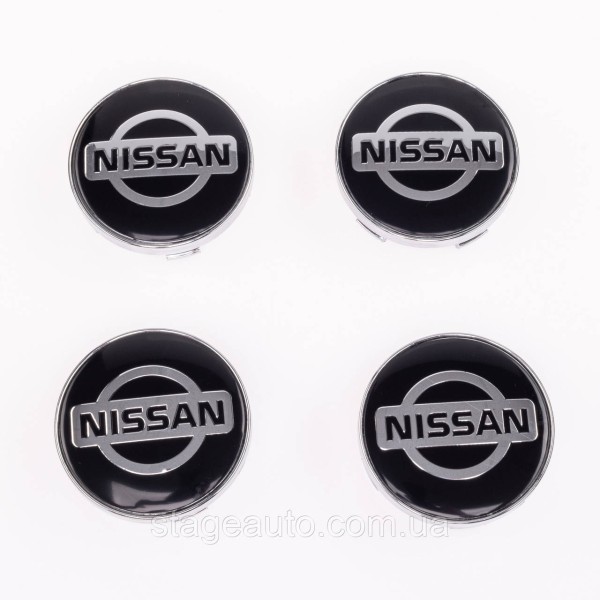 Ковпачки заглушки на литі диски Nissan Ніссан 60 мм Чорні