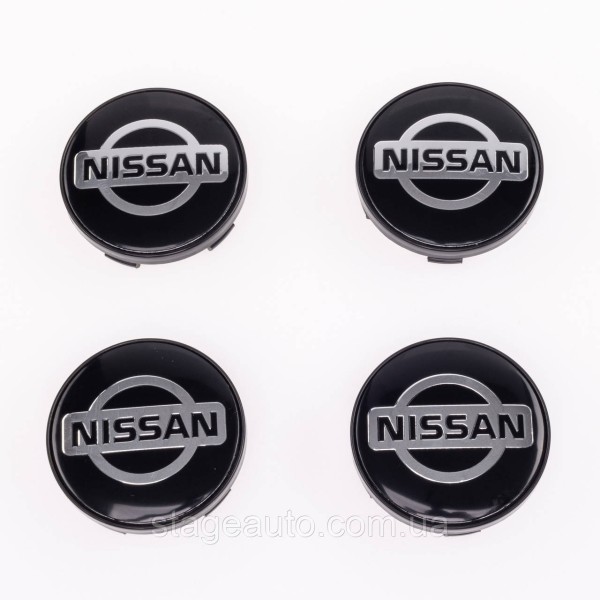 Ковпачки заглушки на литі диски Nissan Ніссан 60 мм Чорні