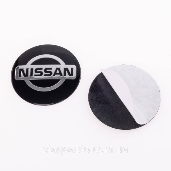 Наклейки на ковпачки заглушки в диски NISSAN Ніссан 56 мм Чорні 4 шт