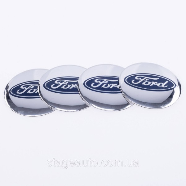 Stickers for caps plugs in Ford disks Ford 56 mm Chrome 4 pcs