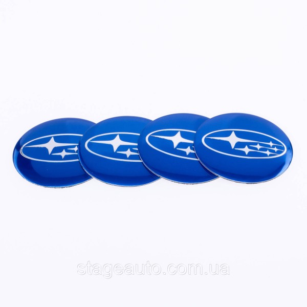 Stickers for caps plugs in disks Subaru Subaru 56 mm Blue 4 pcs