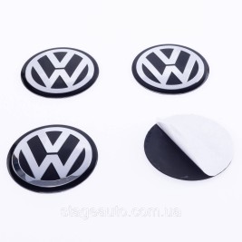 Наклеювання на ковпачки заглушки в диски VW Volkswagen Фольксваген 56 мм Чорні 4 шт