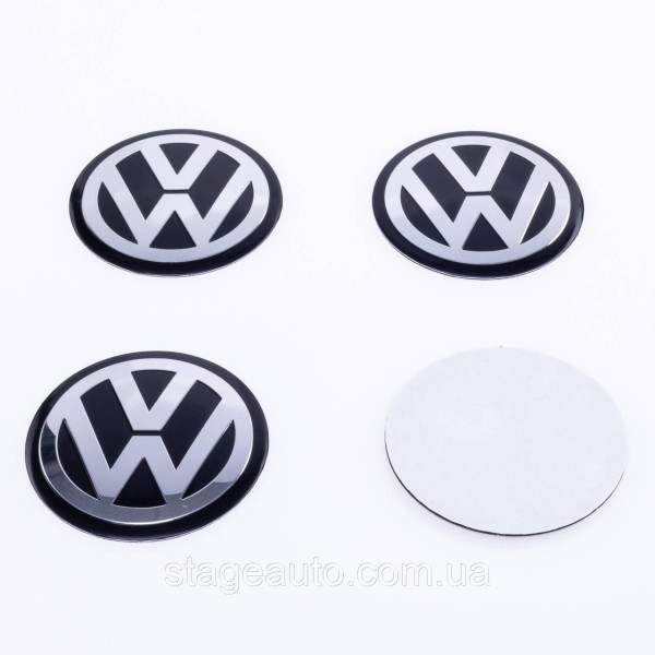 VW Volkswagen Wheel Caps Stickers 56mm Black 4 pcs