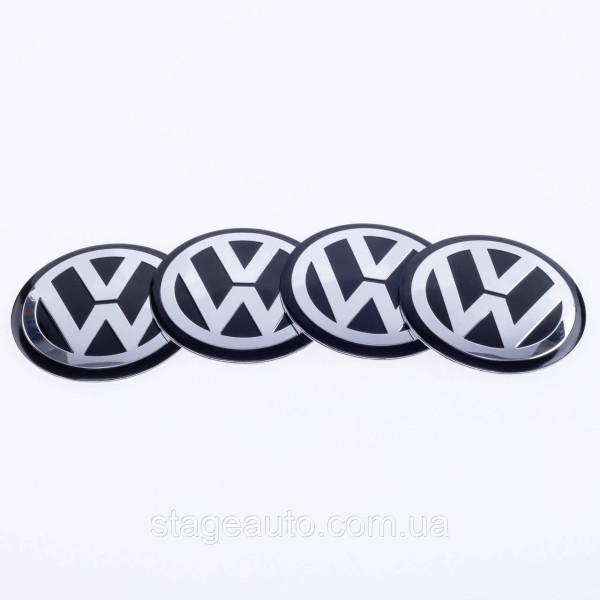 VW Volkswagen Wheel Caps Stickers 56mm Black 4 pcs
