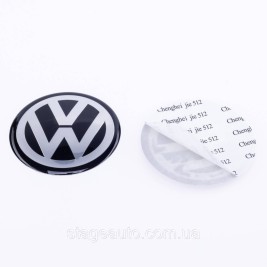 Наклеювання на ковпачки в диски, кермо, кришку двигуна VW Volkswagen Фольксваген 65 мм Чорні 1 шт