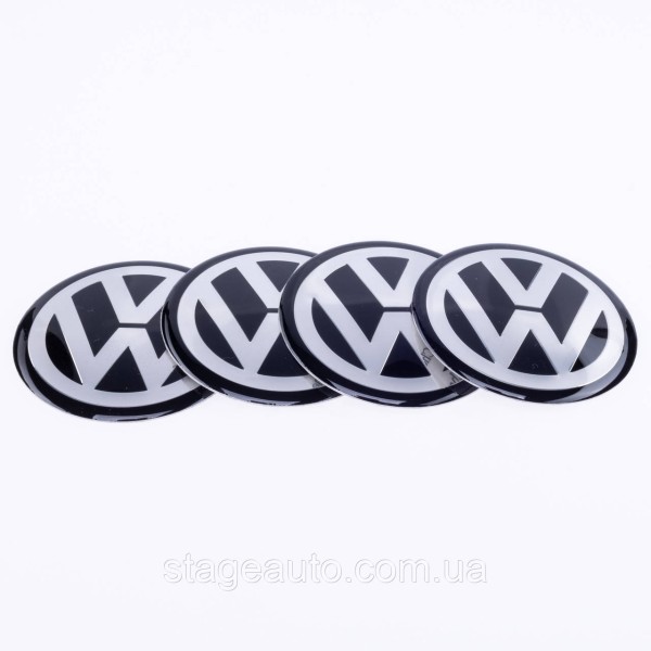 Sticker for wheel caps, steering wheel, engine cover VW Volkswagen Volkswagen 65 mm Black 1 pc