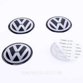 Наклеювання на ковпачки заглушки в диски VW Volkswagen Фольксваген 65 мм Чорні 4 шт