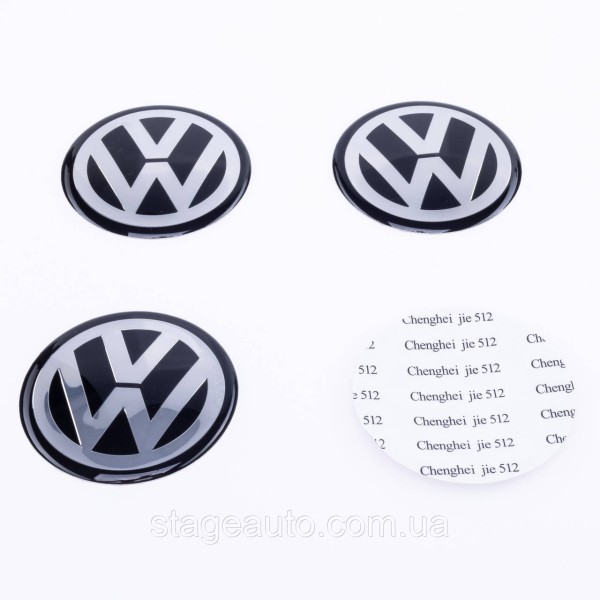 Stickers for caps plugs in disks VW Volkswagen Volkswagen 65 mm Black 4 pcs