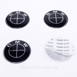 Stickers for caps plugs in BMW disks 65 mm Black 4 pcs Full black