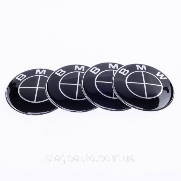 Stickers for caps plugs in BMW disks 65 mm Black 4 pcs Full black