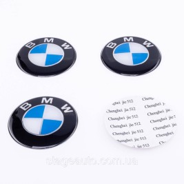 Stickers for caps plugs in BMW disks 65 mm White blue 4 pcs