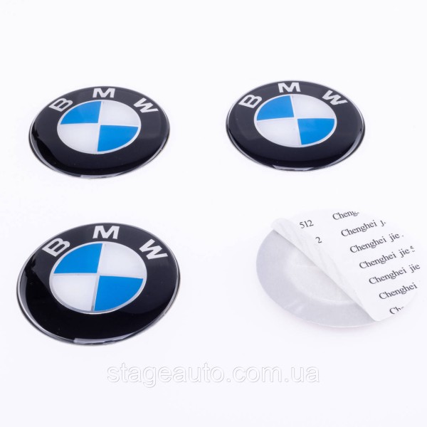 Stickers for caps plugs in BMW disks 65 mm White blue 4 pcs