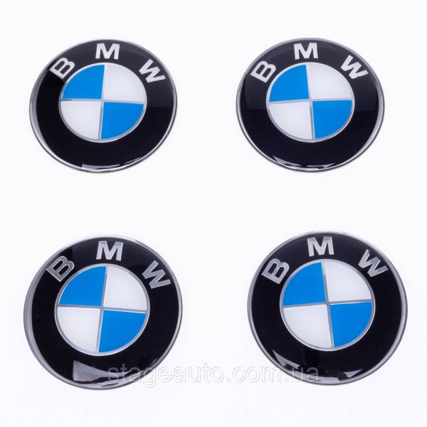 Stickers for caps plugs in BMW disks 65 mm White blue 4 pcs