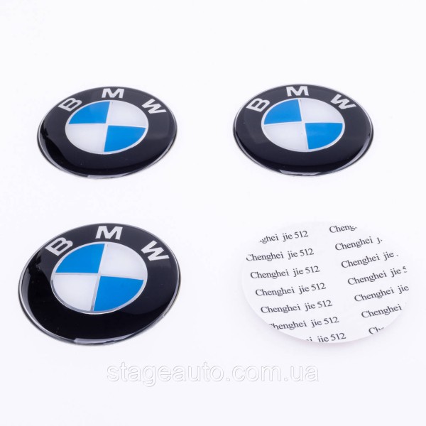Rear emblem on the trunk BMW E46 Station wagon BMW 65 mm White blue 1 pc