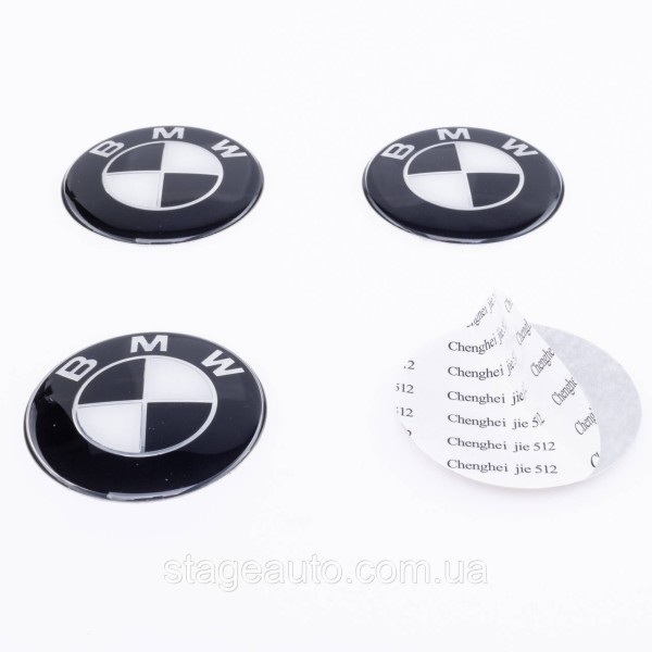 Stickers for caps plugs in BMW disks 65 mm Black white 4 pcs