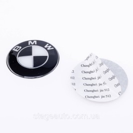 Задня емблема на багажник BMW E46 Універсал БМВ 65 мм Чорно-біла 1 шт
