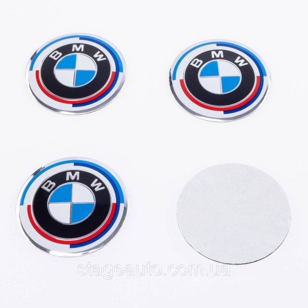 Stickers for caps plugs in BMW disks BMW 56 mm Anniversary 50 years of Motorsport 4 pcs