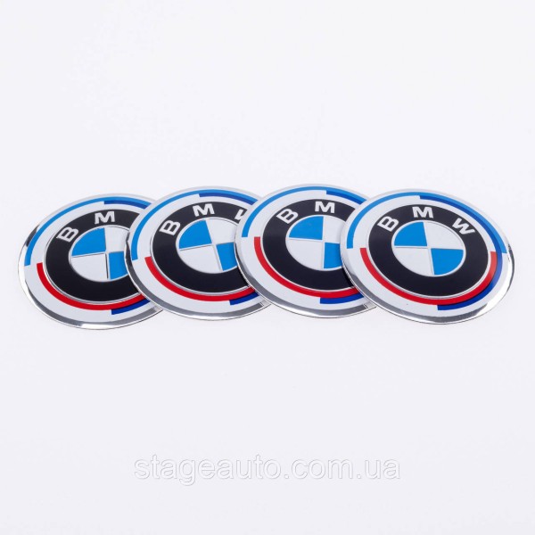 Stickers for caps plugs in BMW disks BMW 56 mm Anniversary 50 years of Motorsport 4 pcs