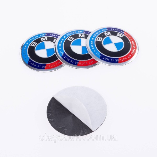 Stickers for caps plugs in BMW disks BMW 56 mm Anniversary 50 years of Motorsport 4 pcs