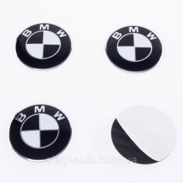 Stickers for caps plugs in BMW disks 56 mm Black white 4 pcs