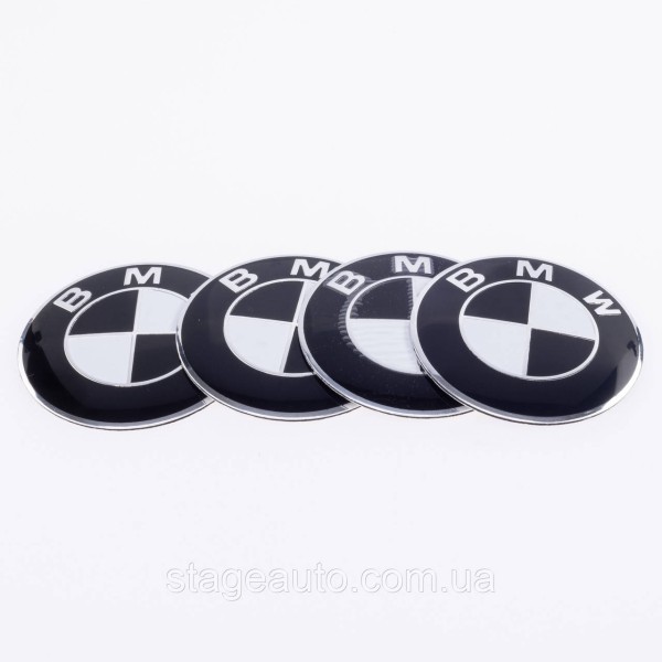Stickers for caps plugs in BMW disks 56 mm Black white 4 pcs