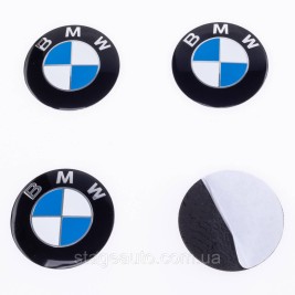 Stickers for caps plugs in BMW disks 56 mm White blue 4 pcs