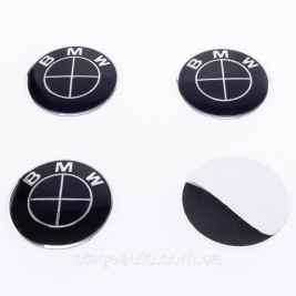 Stickers for caps plugs in BMW disks 56 mm Black 4 pcs Full black