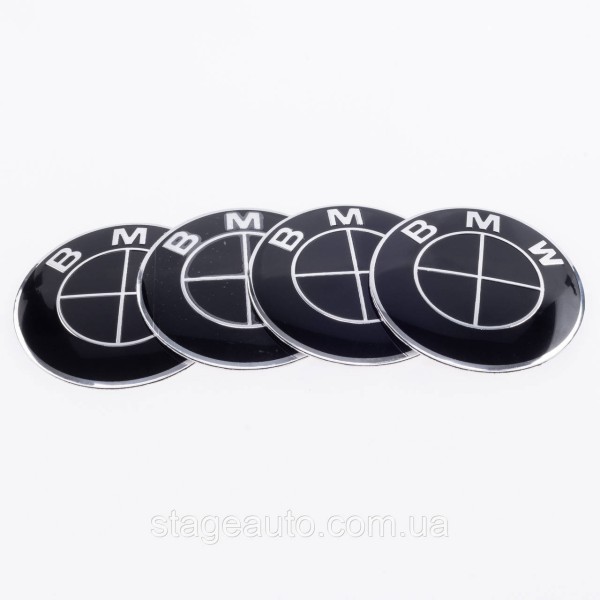 Stickers for caps plugs in BMW disks 56 mm Black 4 pcs Full black