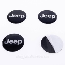 Наклеювання на ковпачки заглушки в диски JEEP Джип 56 мм Чорні 4 шт