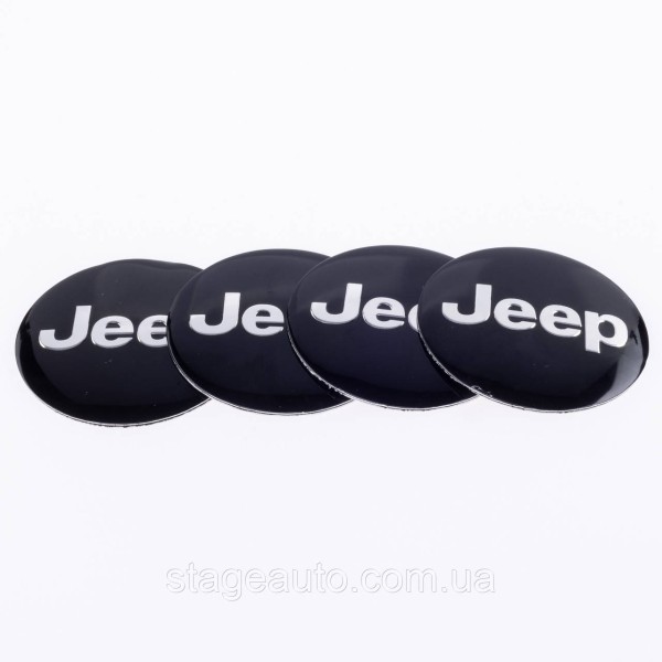 Наклеювання на ковпачки заглушки в диски JEEP Джип 56 мм Чорні 4 шт