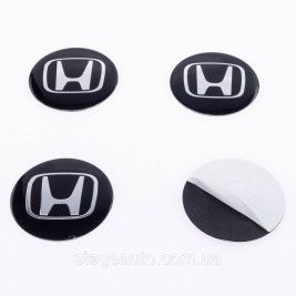 Наклейки на ковпачки заглушки в диски Honda Хонда 56 мм Чорні 4 шт