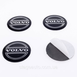 Наклеювання на ковпачки заглушки в диски Volvo Вольво 56 мм Чорні 4 шт