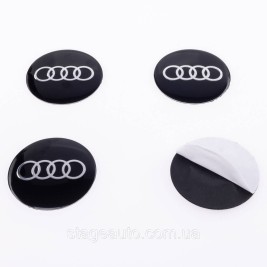 Наклейки на ковпачки заглушки в диски Audi Ауді 56 мм Чорні 4 шт