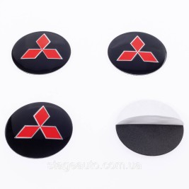 Наклейки на ковпачки заглушки в диски Mitsubishi Mitsubishi 56 мм Чорні 4 шт