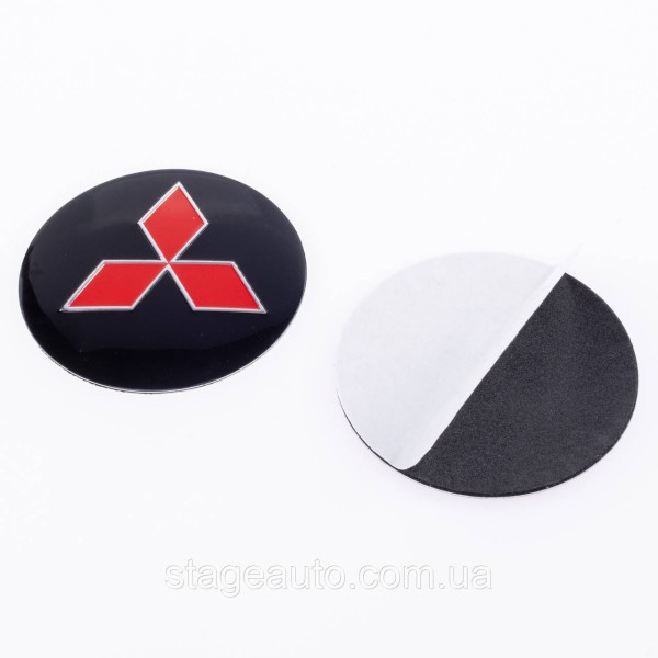 Наклейки на ковпачки заглушки в диски Mitsubishi Mitsubishi 56 мм Чорні 4 шт