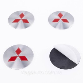 Наклейки на ковпачки заглушки в диски Mitsubishi Mitsubishi 56 мм Сірі 4 шт