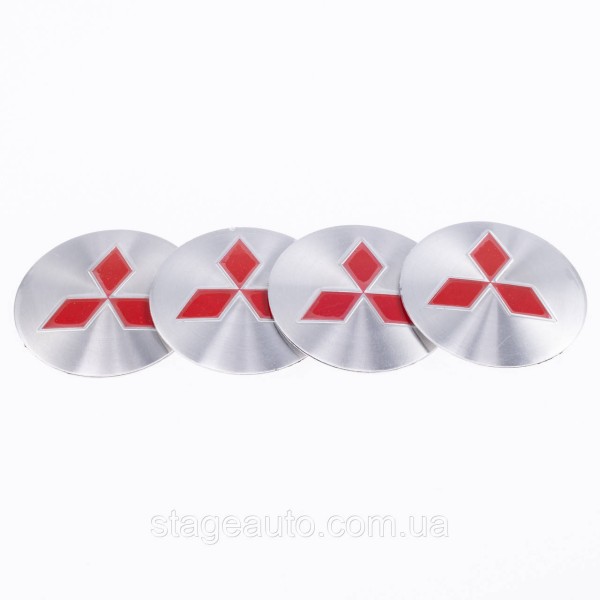 Наклейки на ковпачки заглушки в диски Mitsubishi Mitsubishi 56 мм Сірі 4 шт