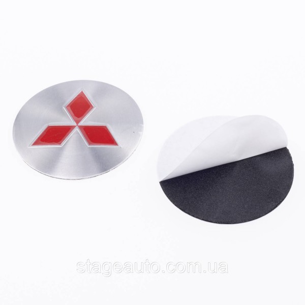 Наклейки на ковпачки заглушки в диски Mitsubishi Mitsubishi 56 мм Сірі 4 шт