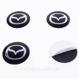 Наклейки на ковпачки заглушки в диски Mazda Mazda 56 мм Чорні 4 шт