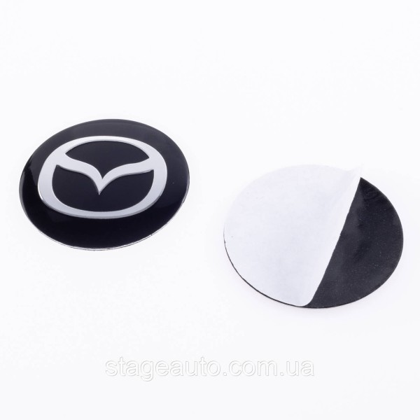 Наклейки на колпачки заглушки в диски Mazda Мазда 56 мм Черные 4 шт