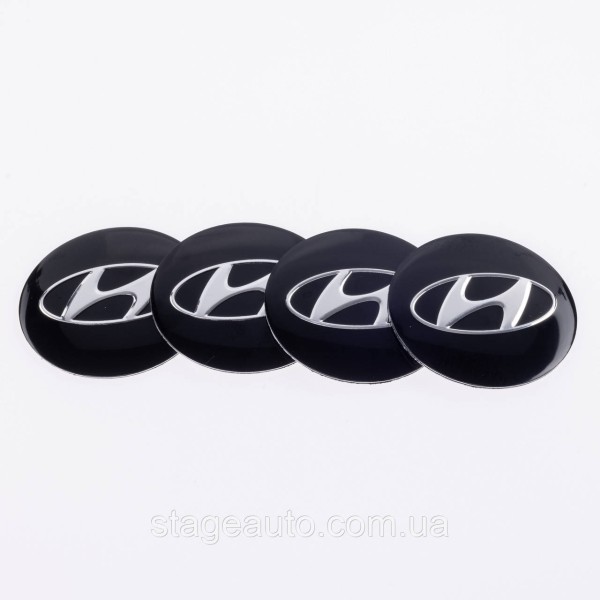 Stickers for caps plugs in Hyundai disks 56 mm Black 4 pcs