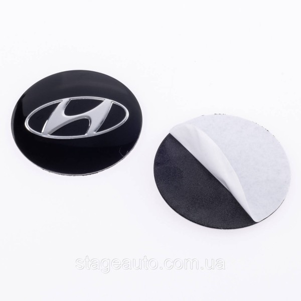 Stickers for caps plugs in Hyundai disks 56 mm Black 4 pcs