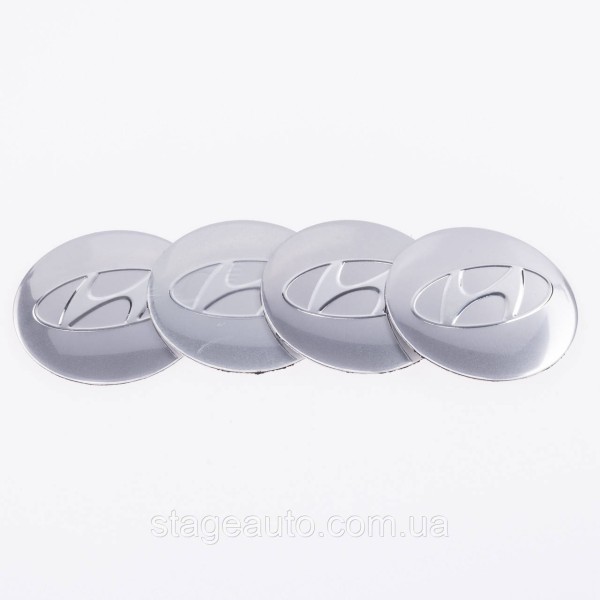 Stickers for caps plugs in Hyundai disks 56 mm Gray 4 pcs