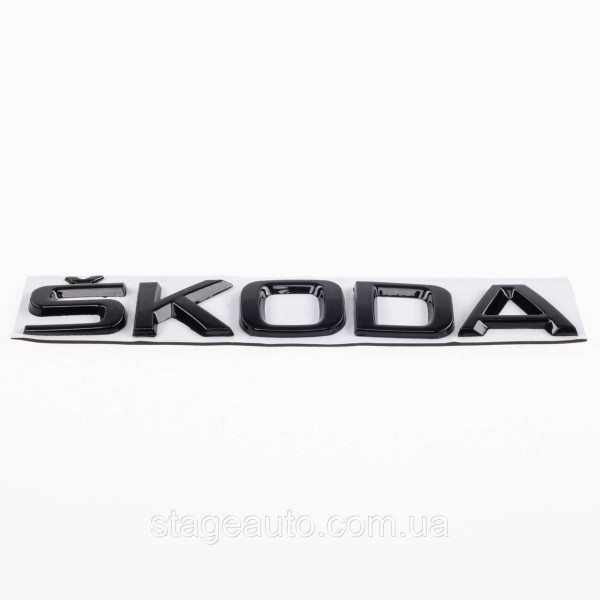 Trunk nameplate, trunk inscription Skoda SKODA Black gloss